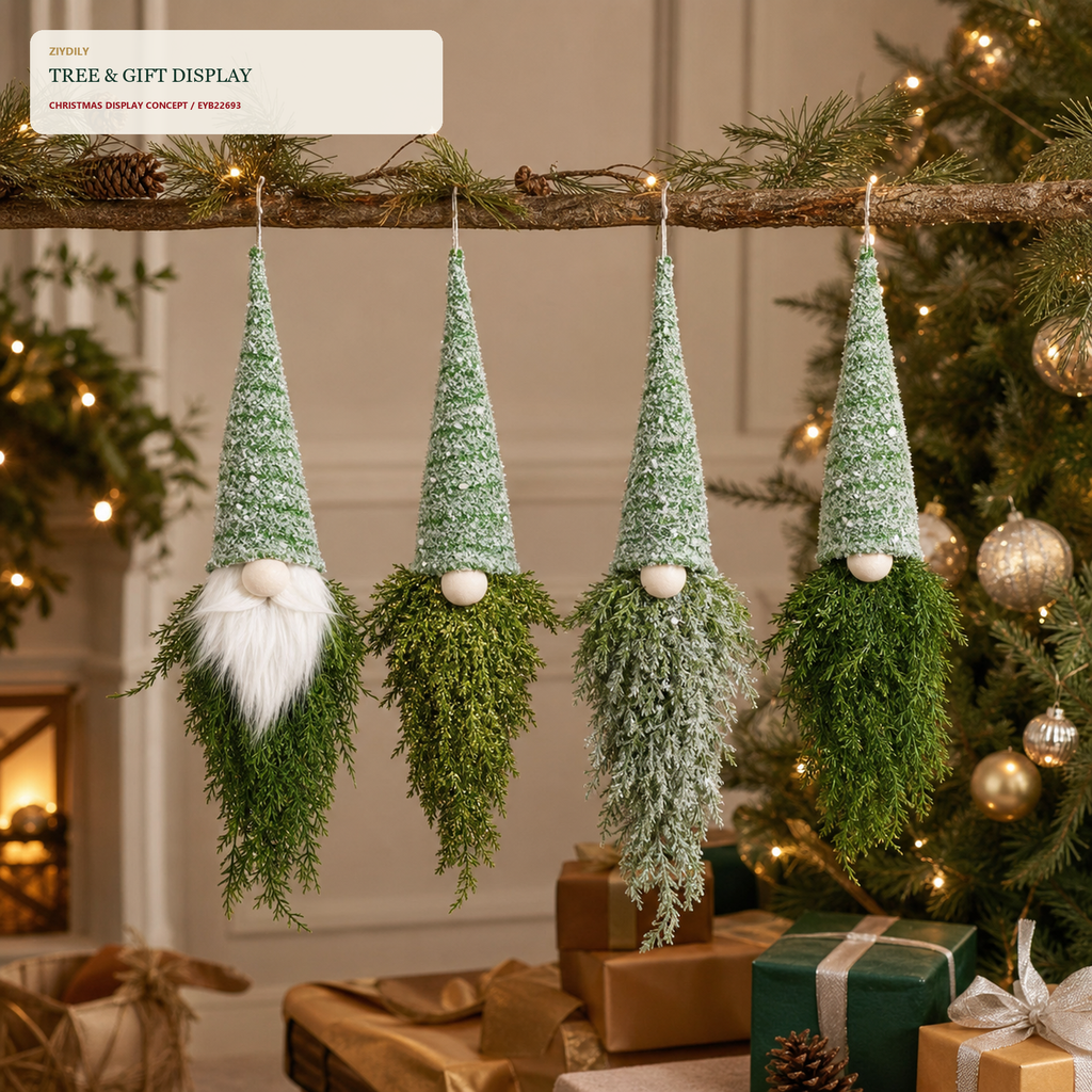 EYB22693 Christmas gnome seasonal tree display
