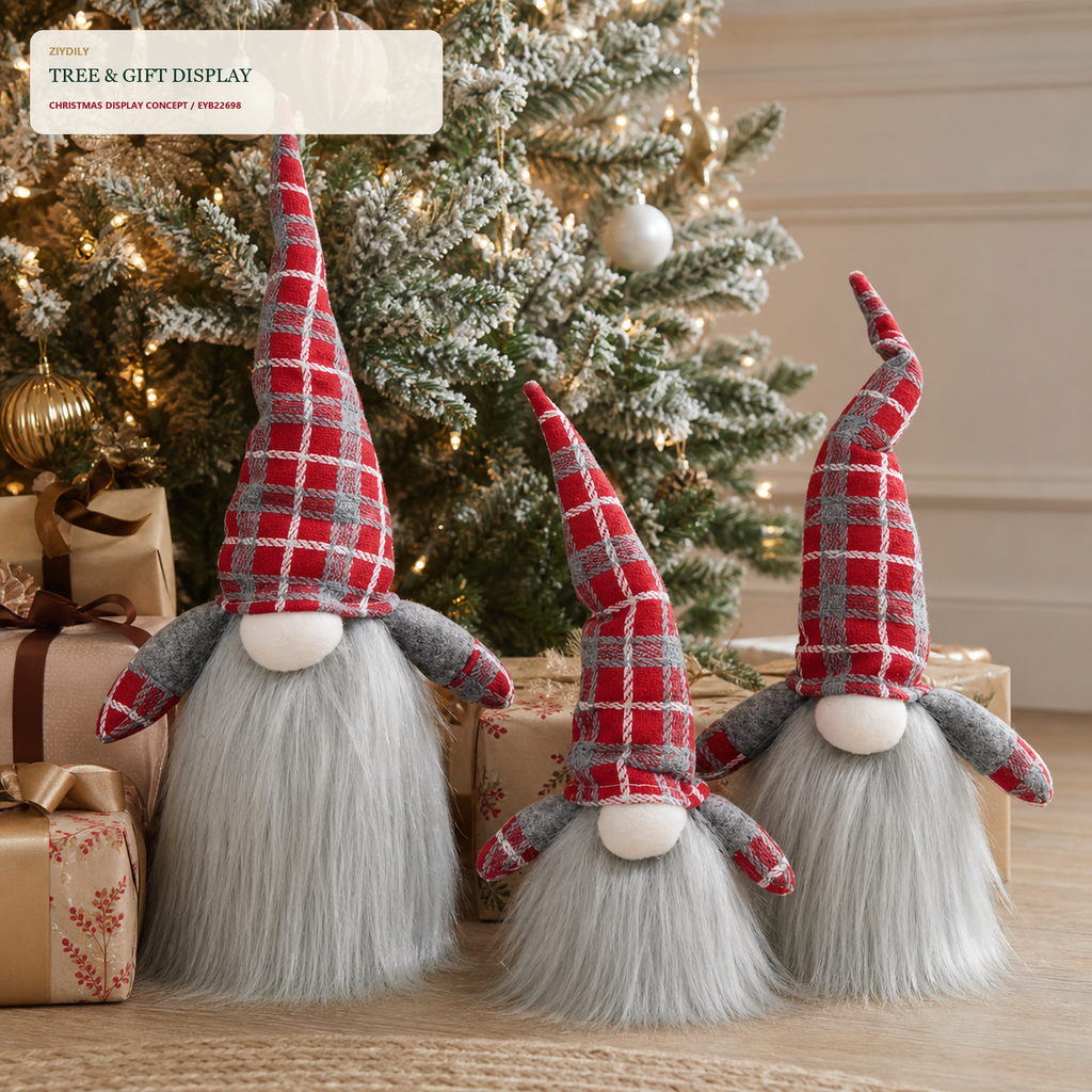 EYB22698 Christmas gnome seasonal tree display