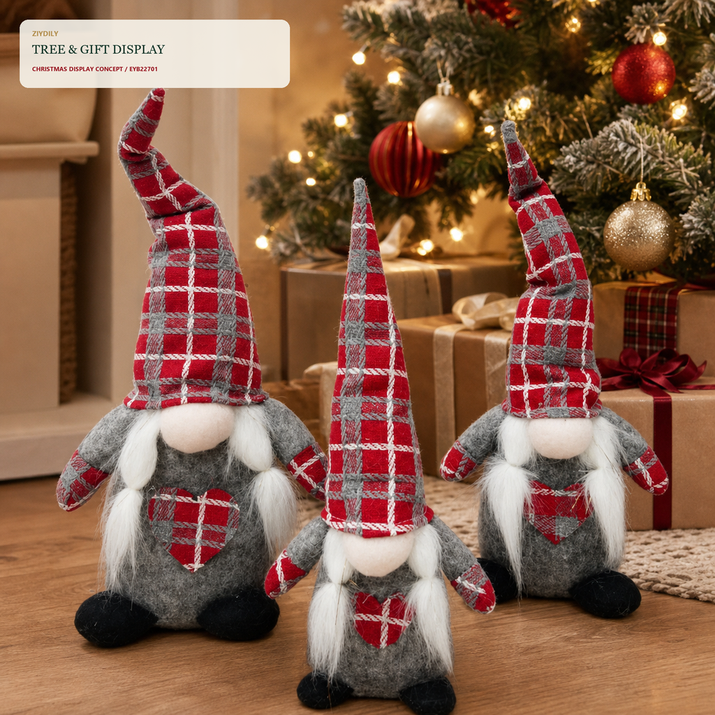 EYB22701 Christmas gnome seasonal tree display