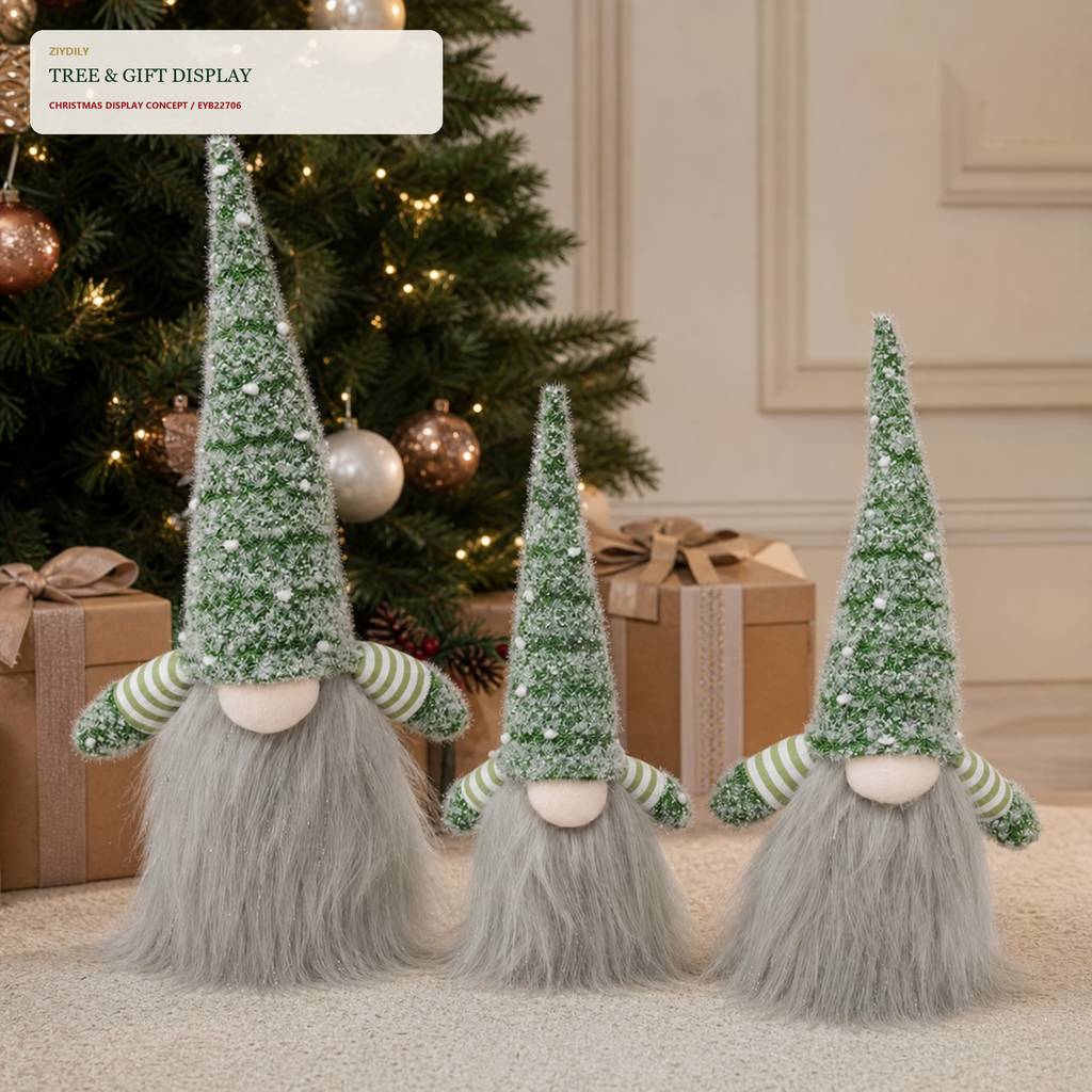 EYB22706 Christmas gnome seasonal tree display