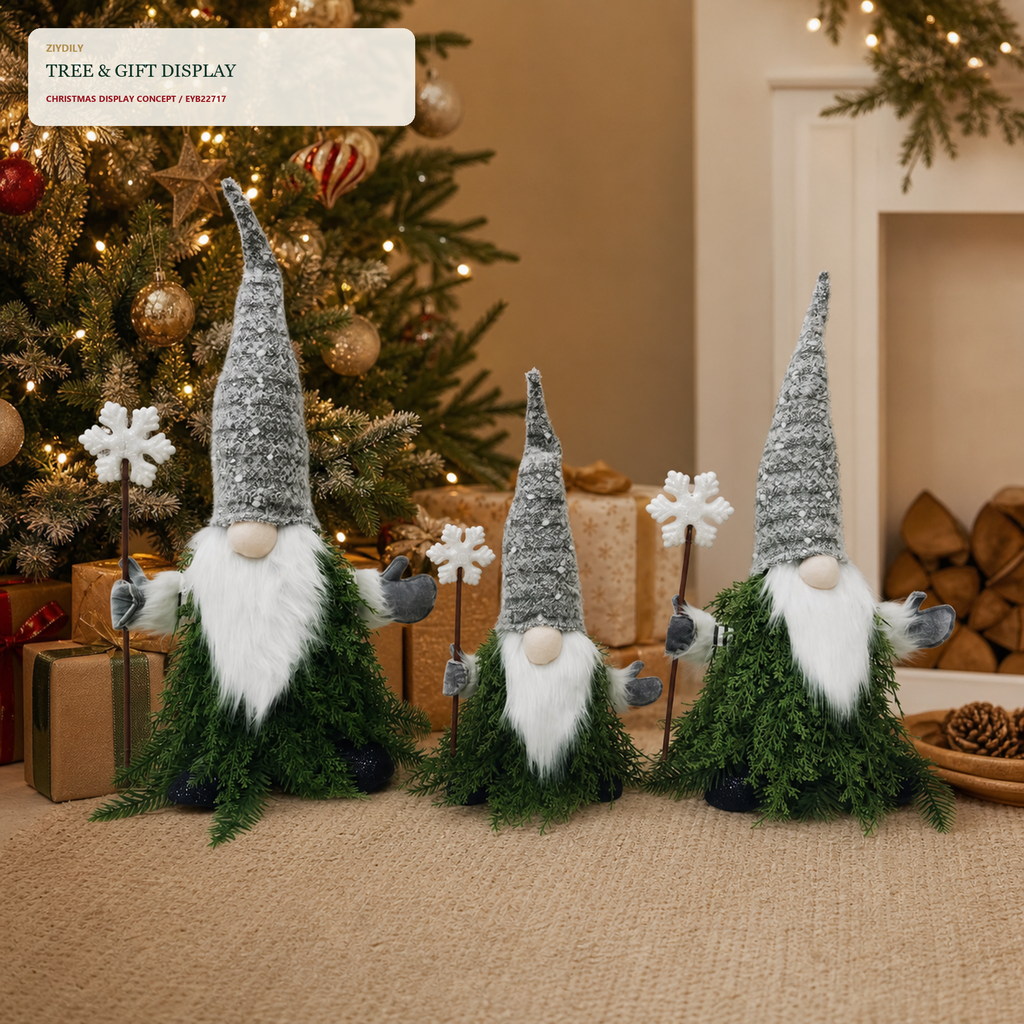 EYB22717 Christmas gnome seasonal tree display