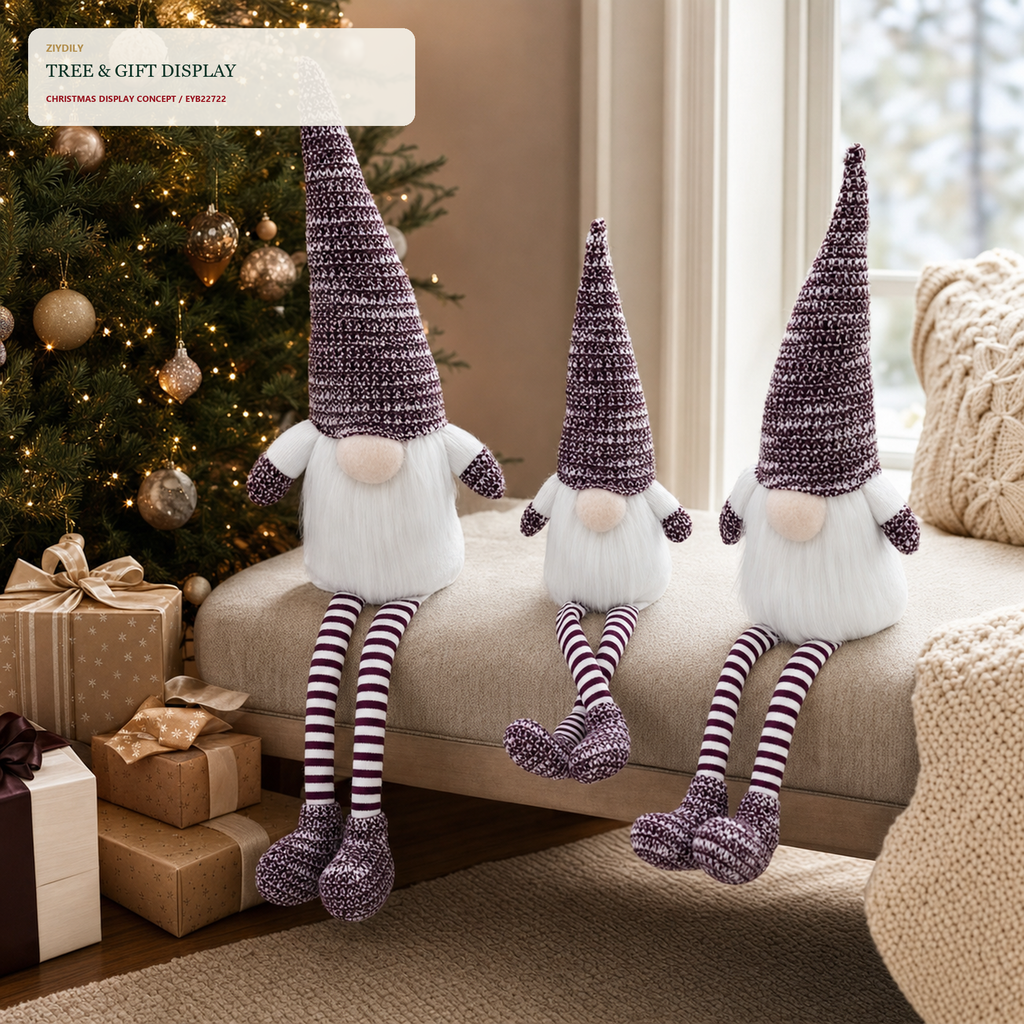 EYB22722 Christmas gnome seasonal tree display