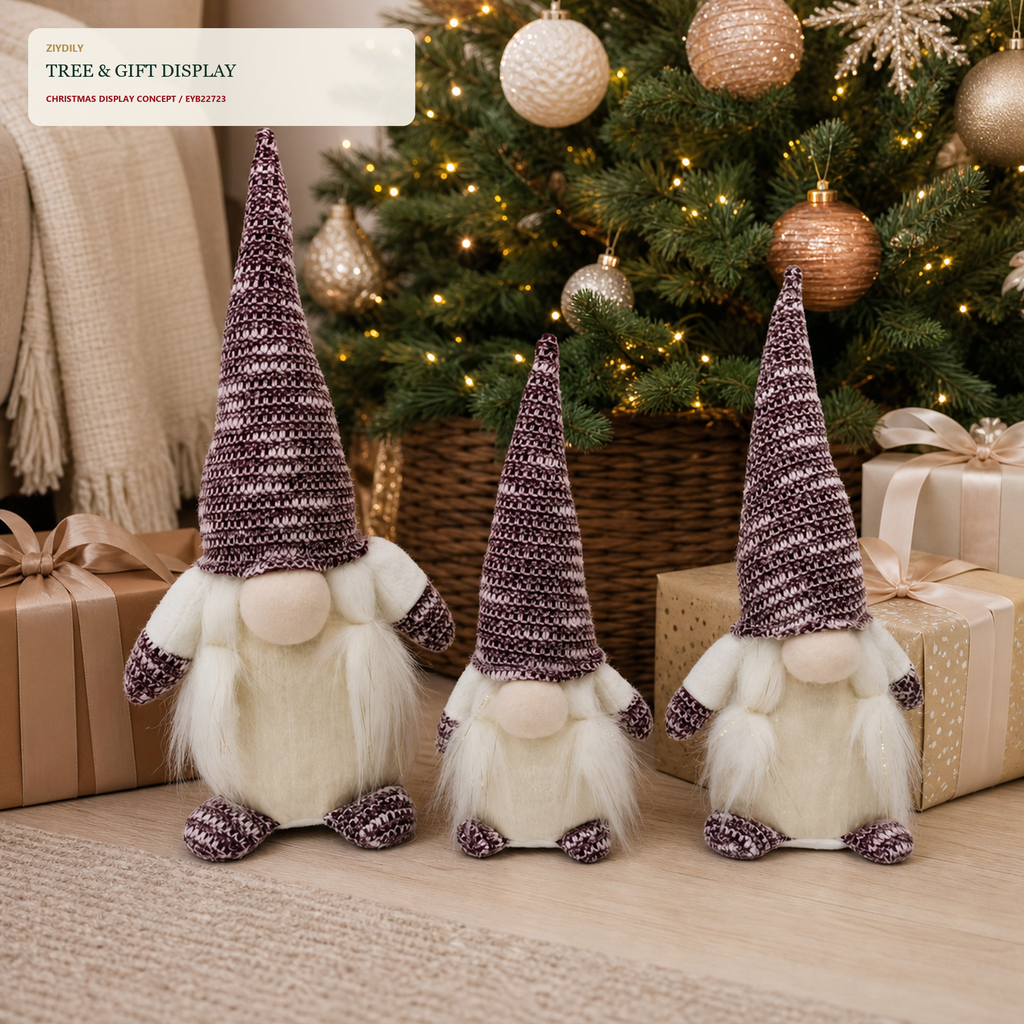 EYB22723 Christmas gnome seasonal tree display