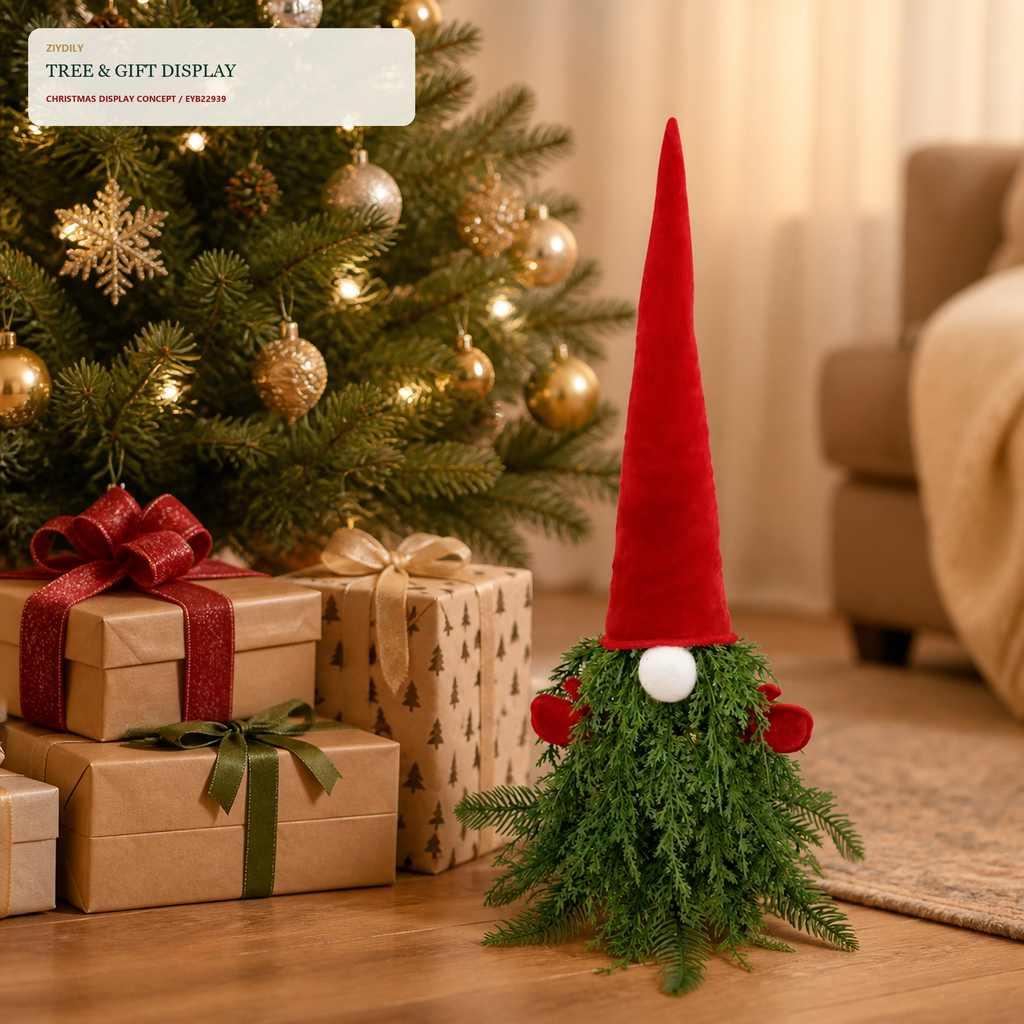 EYB22939 Christmas gnome seasonal tree display