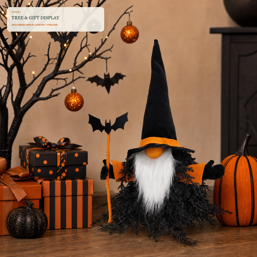 EYB22940 Halloween gnome seasonal tree display