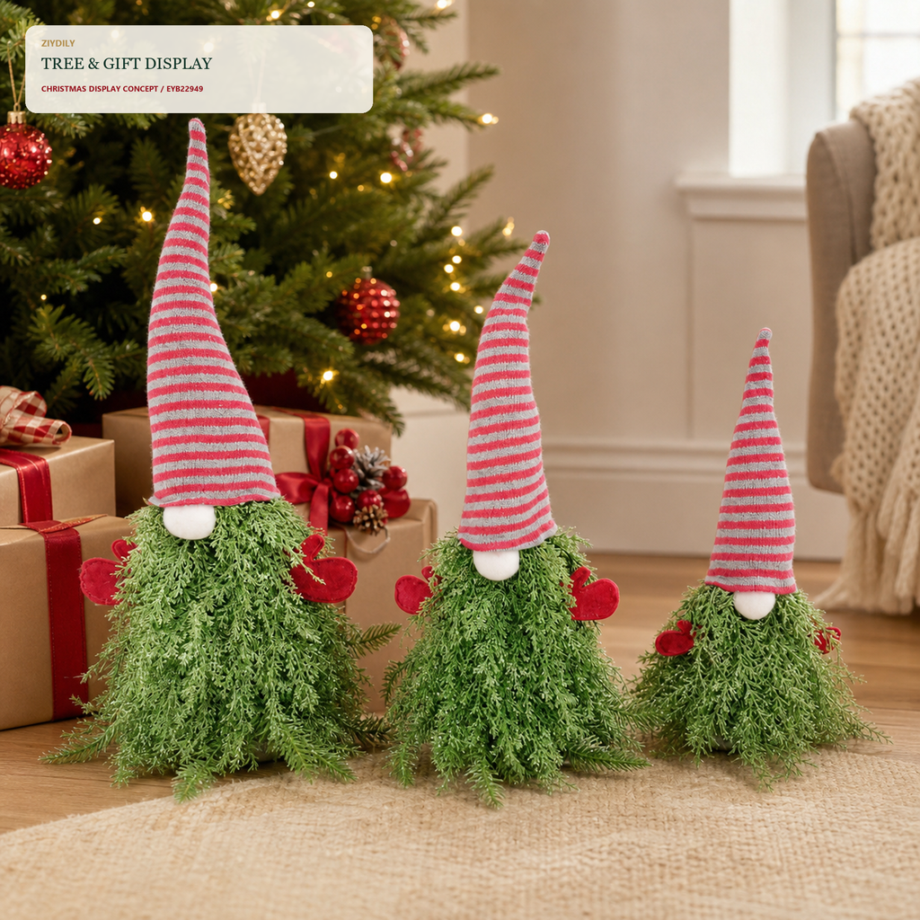 EYB22949 Christmas gnome seasonal tree display
