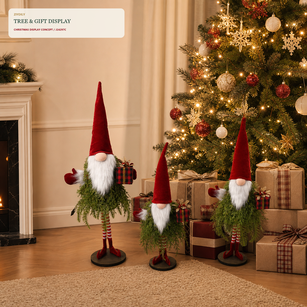 J24297C Christmas gnome tree and gift display
