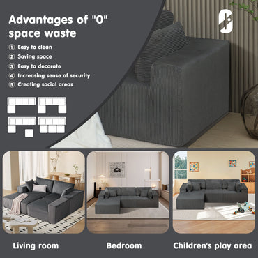 108" Cloud Sectional Couch with L-Shape Chaise,Modular Sectional Sofa with Deep Seat