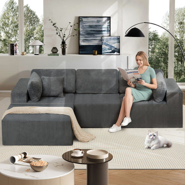 108" Cloud Sectional Couch with L-Shape Chaise,Modular Sectional Sofa with Deep Seat