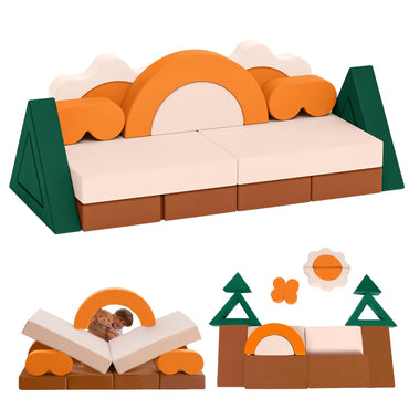 18PCS Modular Kids Play Couch - Junlge Theme Toddler Couch Building Fort