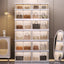 NLDD No-Assembly Foldable Display Cabinet, 3-Sided Clear Visible Showcase with Movable Wheels, Foldable Display Organizer with Magnetic Door, Free Combination for Narrow Spaces
