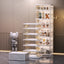 NLDD No-Assembly Foldable Display Cabinet, 3-Sided Clear Visible Showcase with Movable Wheels, Foldable Display Organizer with Magnetic Door, Free Combination for Narrow Spaces