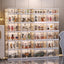 NLDD No-Assembly Foldable Display Cabinet, 3-Sided Clear Visible Showcase with Movable Wheels, Foldable Display Organizer with Magnetic Door, Free Combination for Narrow Spaces