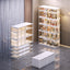NLDD No-Assembly Foldable Display Cabinet, 3-Sided Clear Visible Showcase with Movable Wheels, Foldable Display Organizer with Magnetic Door, Free Combination for Narrow Spaces