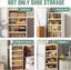 NLDD Expandable 9-Tier Shoe Rack with Clear Doors and Wheels: Collapsible Plastic Storage for 18 Pairs, Space Saving Cabinet for Bedroom Box Boxes, Shoe Box
