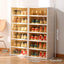NLDD Expandable 9-Tier Shoe Rack with Clear Doors and Wheels: Collapsible Plastic Storage for 18 Pairs, Space Saving Cabinet for Bedroom Box Boxes, Shoe Box