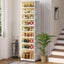 NLDD Expandable 9-Tier Shoe Rack with Clear Doors and Wheels: Collapsible Plastic Storage for 18 Pairs, Space Saving Cabinet for Bedroom Box Boxes, Shoe Box