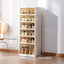 NLDD Expandable 9-Tier Shoe Rack with Clear Doors and Wheels: Collapsible Plastic Storage for 18 Pairs, Space Saving Cabinet for Bedroom Box Boxes, Shoe Box