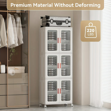 3-Tier Tall Large Capacity Narrow Storage Cabinet with Movable Wheels.