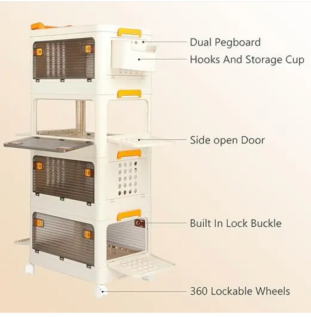 NLDD Closet Organizers and Storage, Folding Plastic Storage Bins with Lids and Doors, Collapsible  Storage Bins, Kitchen and Bathroom Livingroom Bedroom Stackable Storage Containers