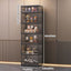 NLDD No-Assembly Foldable Display Cabinet, 3-Sided Clear Visible Showcase with Movable Wheels, Foldable Display Organizer with Magnetic Door, Free Combination for Narrow Spaces