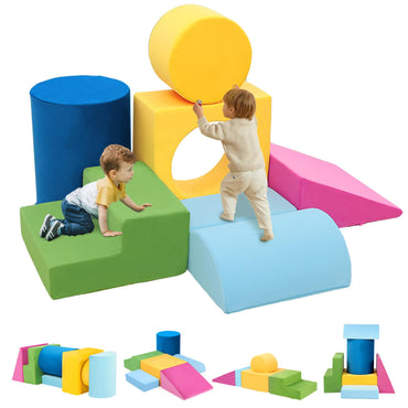 Toddler Climbing Toys Indoor, 7-Piece Colourful Foam Climbing Blocks for Toddlers