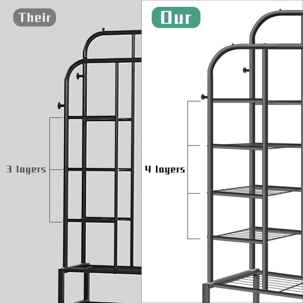 Metal Clothes Rack, Double Rods Clothes Portable Closet on Wheels, Wardrobe Clothes Organizer Rolling Clothing Racks for Hanging Clothes, Dress, Skirts, Shirts, Sweaters, Black