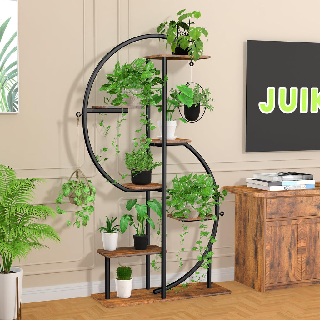 S-Shaped 63" Tall Plant Rack 7 Tiered Indoor with Grow Lights