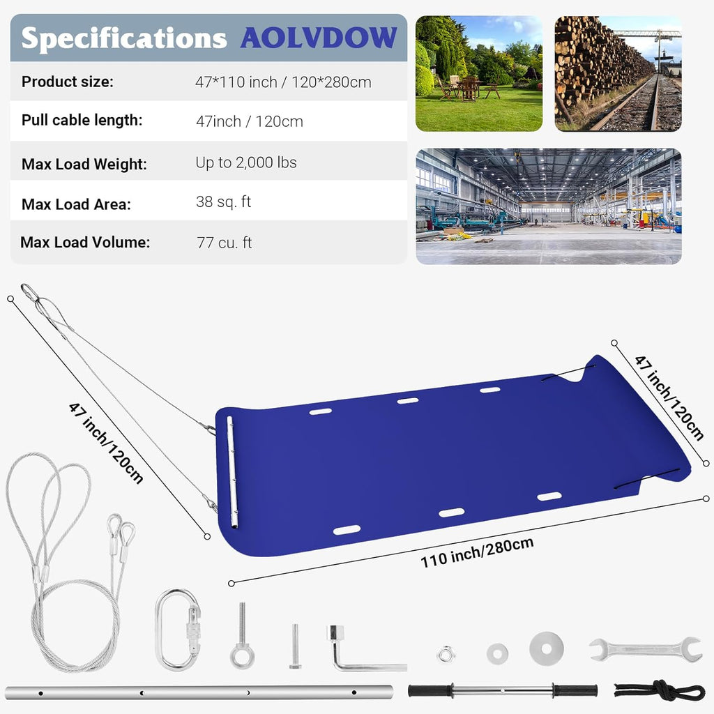Heavy Duty Yard Sled, 1/8 Inch Thickened HDPE Yard Drag Mat with Pull Cable and Bar for Hauling Debri
