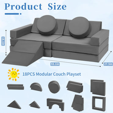 18pcs Kids Play Couch for Toddler and Baby Playroom