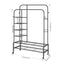 Metal Clothes Rack, Double Rods Clothes Portable Closet on Wheels, Wardrobe Clothes Organizer Rolling Clothing Racks for Hanging Clothes, Dress, Skirts, Shirts, Sweaters, Black