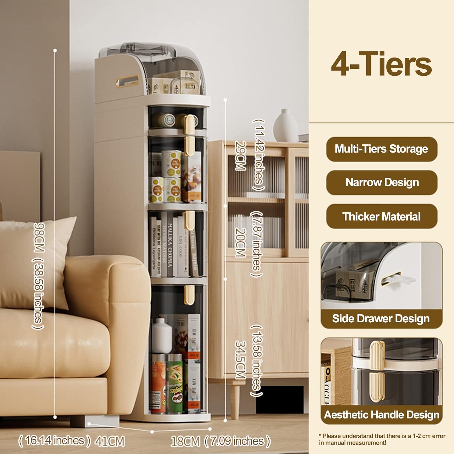 VECELO Narrow Tall Storage Cabinet With Doors And Shelves, 4 Tier Plastic  Collapsible Storage Organizer For