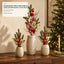 Evergreen Red Ornament & Champagne Leaf Pick Series – 40/50/70 cm