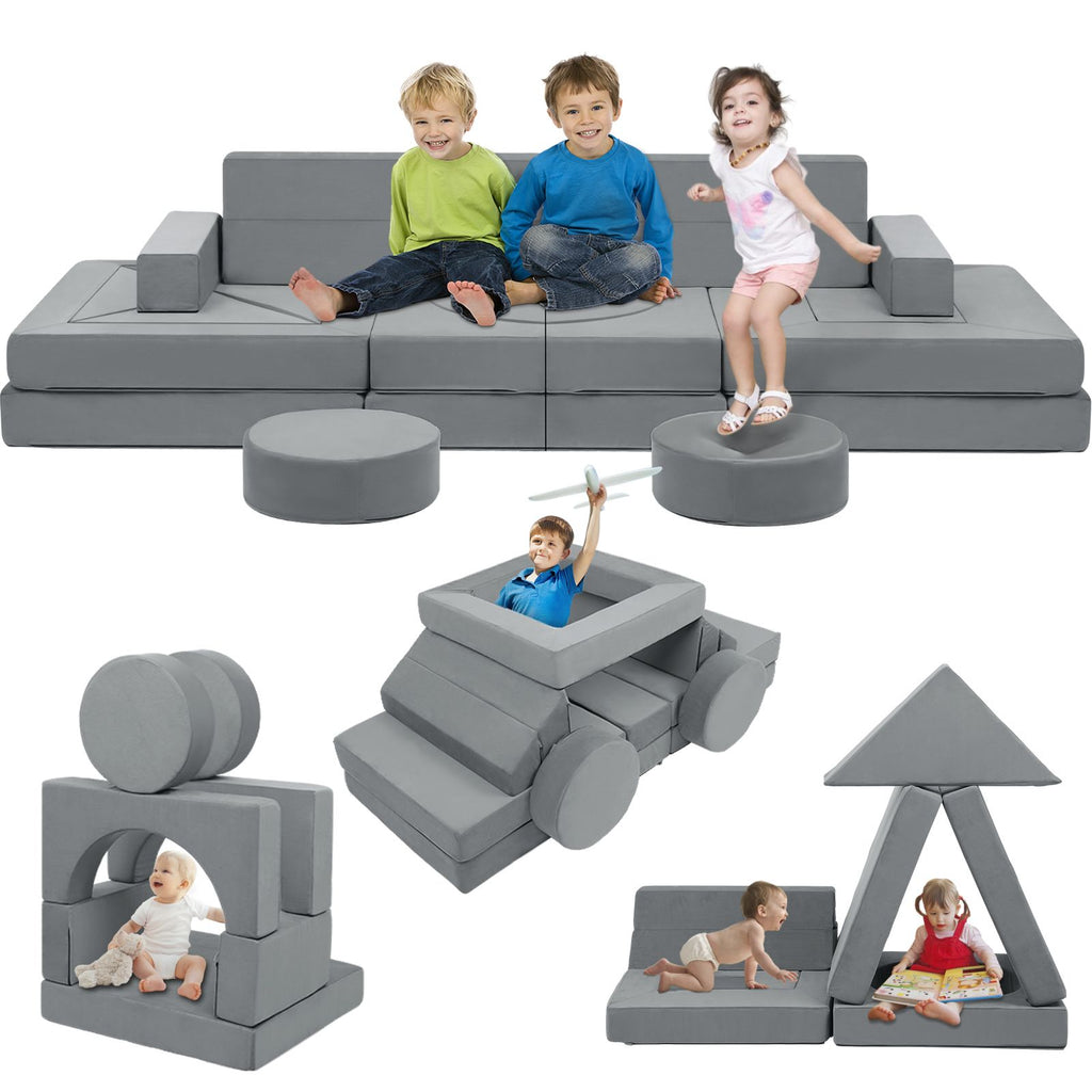 22Pcs Modular Kids (4 Years Above) Play Couch - Kids Couch for Playroom Bedroom Living Rooms Toddler Sofa for Inspiring Child Creativity，Children Convertible Sofa Foam Couch