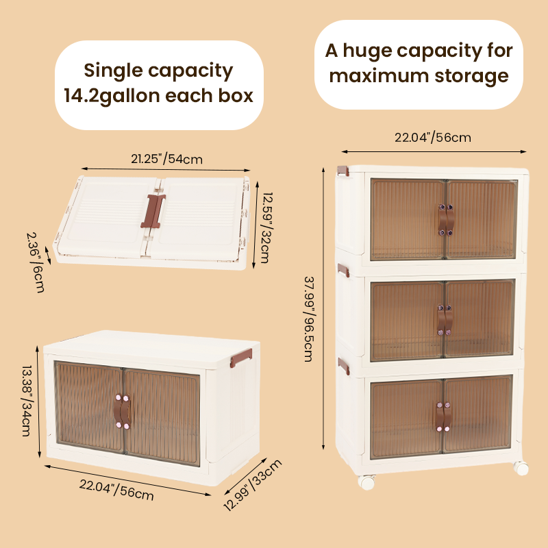 NLDD Stackable Storage Bins with Lids, Folding Storage Box