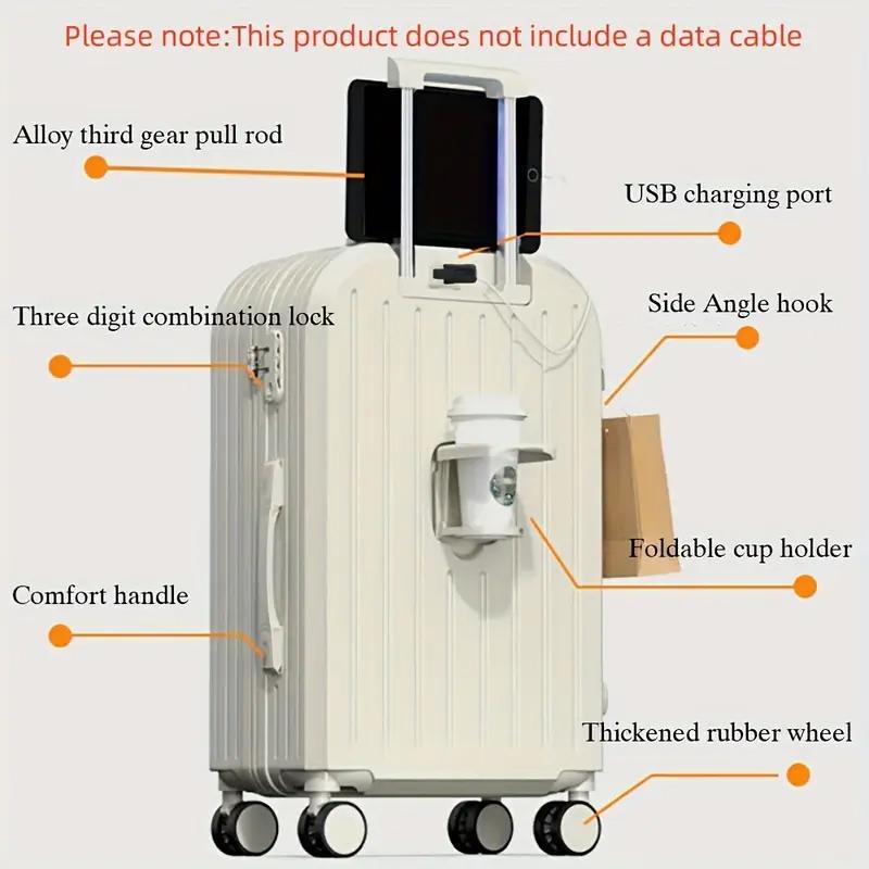 20" 2-Piece Hardshell Suitcase Set with Cabin Bag, Elegant Lightweight Travel Luggage, 4-Wheel 360 Rotation, Built-in USB Port, Cup Holder, Anti-Theft Combination Lock, Hook Bracket, 4 Fashion Colors